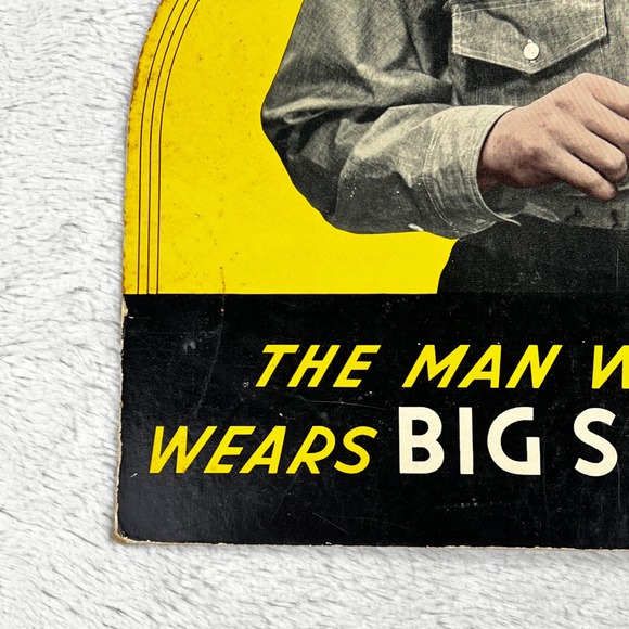1940s Big Smith Work Shirts Advertising Sign 19" Cardboard Easel Back Display - Picture 11 of 16
